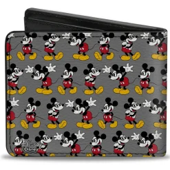 Bi-Fold Wallet - Nerdy Mickey Mouse 3-Pose Stripe Gray