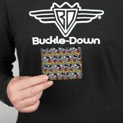 Bi-Fold Wallet - Nerdy Mickey Mouse 3-Pose Stripe Gray