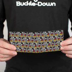 Bi-Fold Wallet - Nerdy Mickey Mouse 3-Pose Stripe Gray