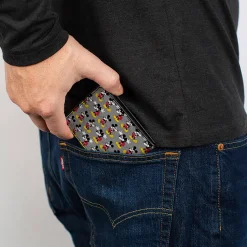 Bi-Fold Wallet - Nerdy Mickey Mouse 3-Pose Stripe Gray