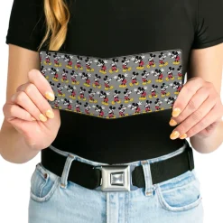 Bi-Fold Wallet - Nerdy Mickey Mouse 3-Pose Stripe Gray