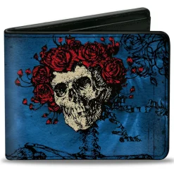Bi-Fold Wallet - Skull & Roses + GRATEFUL DEAD Roses Blues Black Red