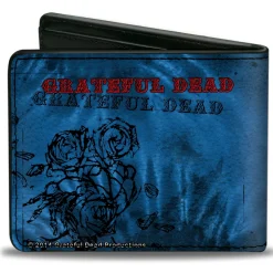 Bi-Fold Wallet - Skull & Roses + GRATEFUL DEAD Roses Blues Black Red