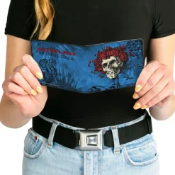 Bi-Fold Wallet - Skull & Roses + GRATEFUL DEAD Roses Blues Black Red
