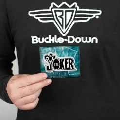 Bi-Fold Wallet - THE JOKER Straight Jacket Pose and Title Logo Blues/Black/White