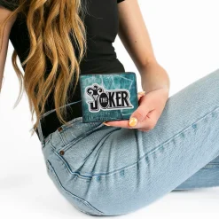 Bi-Fold Wallet - THE JOKER Straight Jacket Pose and Title Logo Blues/Black/White