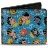 Bi-Fold Wallet - Vintage Superman Supergirl and Villains Faces Scattered Blues