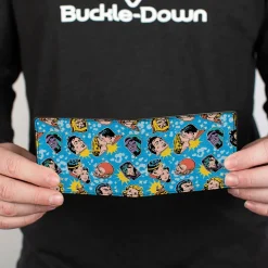 Bi-Fold Wallet - Vintage Superman Supergirl and Villains Faces Scattered Blues