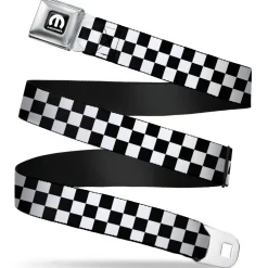 Black and White Checkered with MOPAR Logo Seatbelt Belt