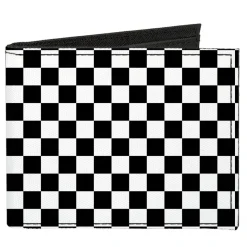 Black and White Checkered Canvas Bi-Fold Wallet