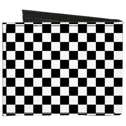 Black and White Checkered Canvas Bi-Fold Wallet
