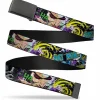 Black Buckle Web Belt - BATMAN/Joker Face CLOSE-UP Gotham City Graffiti Collage Webbing