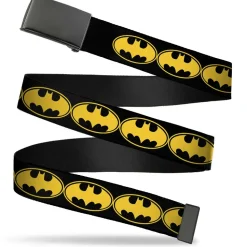 Black Buckle Web Belt - Bat Signal-3 Black/Yellow/Black Webbing