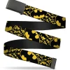 Black Buckle Web Belt - Bat Signals Stacked w/CLOSE-UP Yellow/Black Webbing