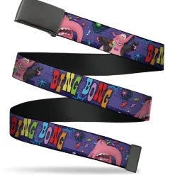 Black Buckle Web Belt - BING BONG Poses/Candy Purples/Multi Color Webbing