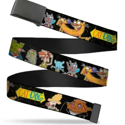 Black Buckle Web Belt - CATDOG Group Pose Black/Multi Color Webbing