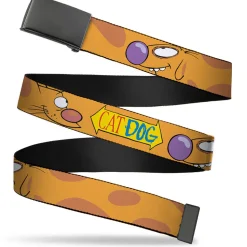 Black Buckle Web Belt - CatDog Stretch/CATDOG Logo Webbing