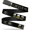 Black Buckle Web Belt - CHEECH AND CHONG Joints Text/3-Vivid Weed Jars Black Webbing