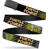 Black Buckle Web Belt - Classic Teenage Mutant Ninja Turtles Group Pose/TURTLE POWER! Webbing