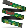 Black Buckle Web Belt - Classic Teenage Mutant Ninja Turtles Group Pose2/TMNT Green Brick Wall Webbing