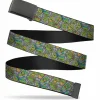 Black Buckle Web Belt - Classic Teenage Mutant Ninja Turtles Expression & Pose Turtle Shell Collage Lavender Webbing