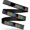Black Buckle Web Belt - Dancing Skeletons Black/Multi Color Webbing