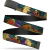 Black Buckle Web Belt - Daggett & Norbert Poses3 Rays Grays/Multi Color Webbing