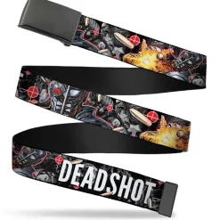 Black Buckle Web Belt - DEADSHOT Face/Pose/Targets/Bullets Webbing