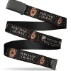 Black Buckle Web Belt - FANTASTIC BEASTS PERCIVAL GRAVES/Eye in Hand Icon Charcoal/Red/White Webbing