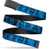 Black Buckle Web Belt - Grateful Dead Text w/Skull & Roses Turquoise Webbing