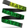 Black Buckle Web Belt - Grateful Dead Text w/Skull & Roses Rainbow Fade Webbing