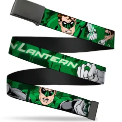 Black Buckle Web Belt - Green Lantern Green Glow w/Text Webbing
