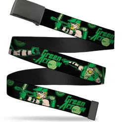 Black Buckle Web Belt - GREEN ARROW Action Poses/Targets Black/Greens Webbing