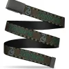 Black Buckle Web Belt - Harry Potter SLYTHERIN/Snake Checker Stripe Grays/Greens Webbing