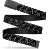 Black Buckle Web Belt - Harry Potter Deathly Hallows Symbol Scattered Black/Silver Webbing