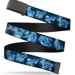 Black Buckle Web Belt - Harry Potter Animal Spirits Black/Blue Webbing