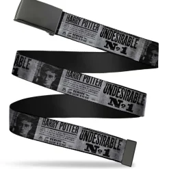 Black Buckle Web Belt - Harry Potter UNDESIRABLE NO 1 White/Black Webbing