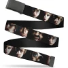 Black Buckle Web Belt - Harry Potter 8-Character Faces CLOSE-UP Webbing
