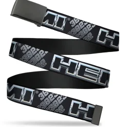 Black Buckle Web Belt - HEMI Bold Outline 392/426 Black/Silver-Fade Webbing