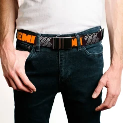 Black Buckle Web Belt - HEMI 426 Logo 392/426 Black/Orange/Silver-Fade Webbing