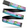 Black Buckle Web Belt - Invader Zim GIR Flying SPACEY Poses and Stars Pinks/Blues Webbing