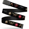 Black Buckle Web Belt - Justice League 2017 6-Superhero Icons Black Webbing