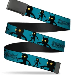 Black Buckle Web Belt - KINGDOM HEARTS Shadow Poses Turquoise/Black Webbing