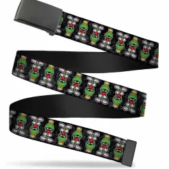Black Buckle Web Belt - Marvin the Martian Pose Flip/Lab Equipment Black/Gray Webbing