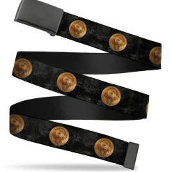 Black Buckle Web Belt - MACUSA Seal2 Black/Grays/Golds Webbing