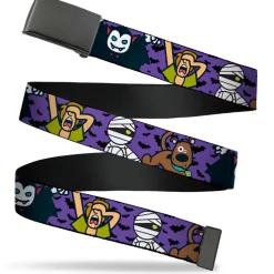 Black Buckle Web Belt - Mini Scooby Doo Halloween/Bats Purple/Black Webbing