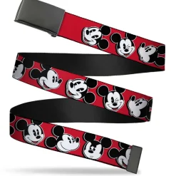 Black Buckle Web Belt - Mickey Mouse Expressions Red/Black/White Webbing