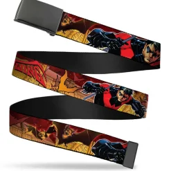 Black Buckle Web Belt - NIGHTWING Poses/Bats Welcome to Gotham Comic Book Cover Webbing