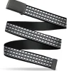 Black Buckle Web Belt - Printed Studs Webbing