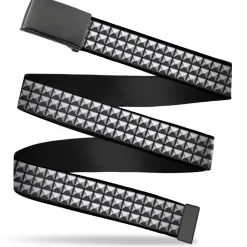 Black Buckle Web Belt - Printed Studs Webbing